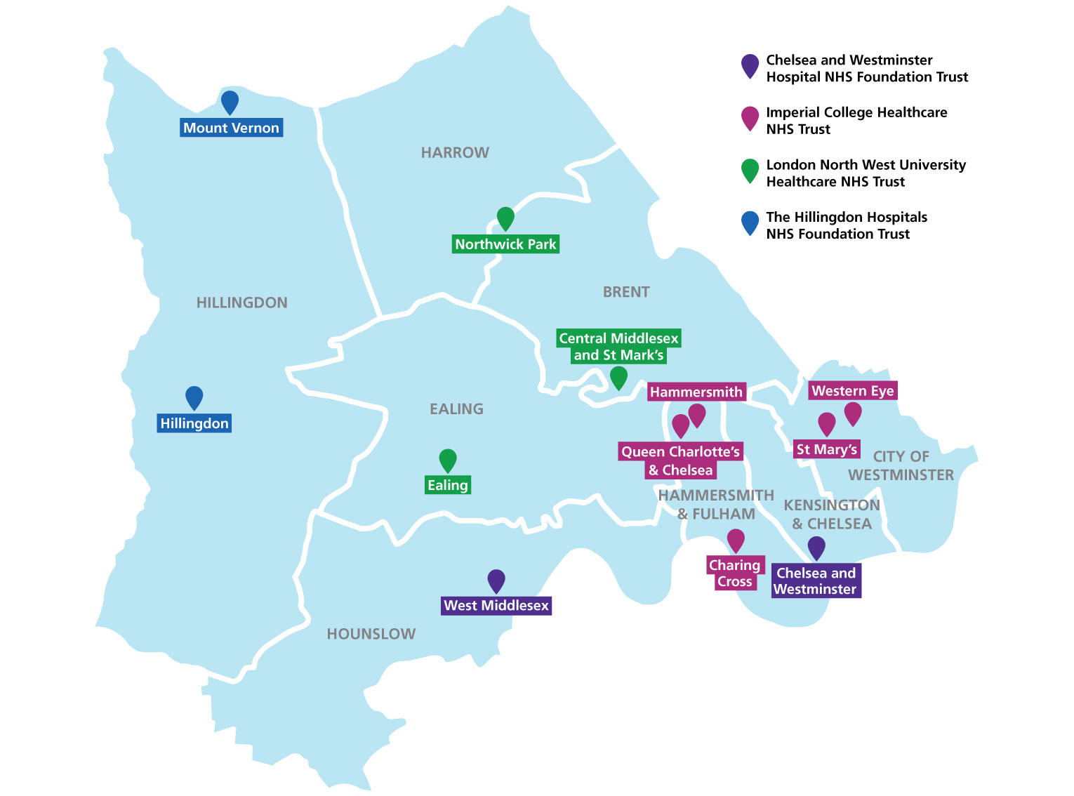 Map of North west London acute provider collaborative